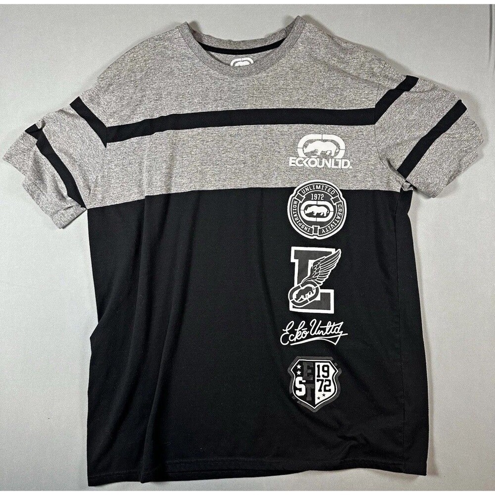 Ecko Unltd. Men's Tagless Graphic Logo Crew Neck T-Shirt Gray/Black 2XL